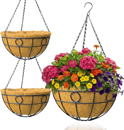 Classic Round Wire Hanging Basket 2 Packs 12 Inch Deep Coco Liner by GYATSOCYGwomenswardrobe