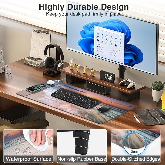 Wireless Charging Mouse Pad, 31.5"x15.8" Large Gaming Desk Mat - Image 6