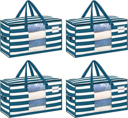 VENO 4 Pack Heavy Duty Moving Bags, Clothes and Comforter Storage Bags by Veno