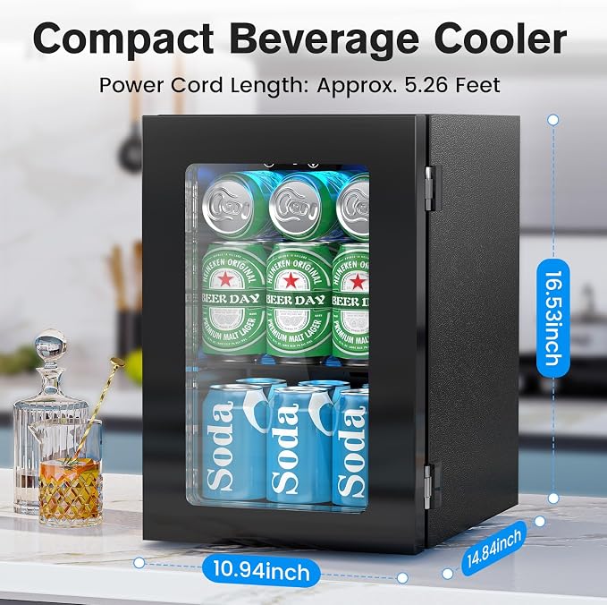 24 Cans Beverage Refrigerator Cooler, Mini Fridge Countertop Drink Cooler - Image 6