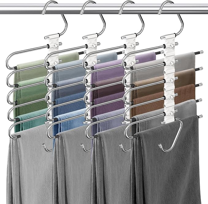 Upgrade Pant Hangers Space Saving, Non Slip Stainless Steel Multifunctional by Besslly
