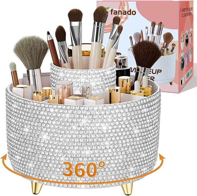 Bling 360° Rotate Makeup Brush Holder Organizer, Makeup Organizers Countertop by Unknown