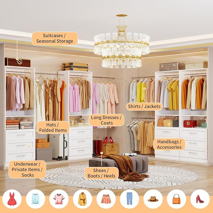 Closet System with 2 Sets, 4FT-10FT Customizable Closet Organizer System with 6 - Image 4