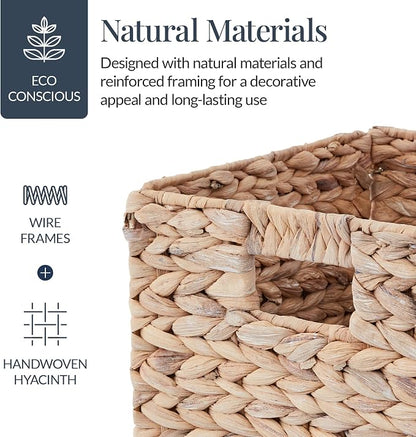 Best Choice Products 12x12in Pack of 5 Cube Storage Baskets, Water Hyacinth - Image 4