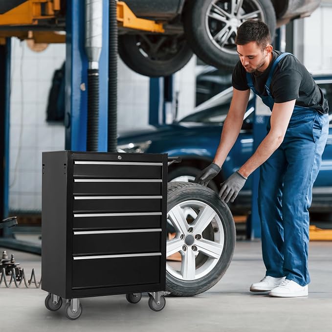6-Drawer Rolling Tool Chest Cabinet, Large Capacity Metal Tool Box - Image 9