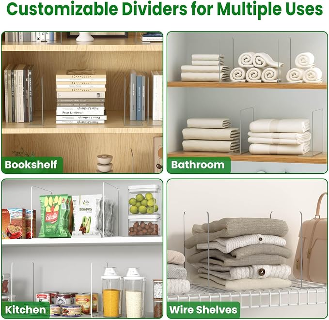 Shelf Dividers for Closet Organization: 8 Pack 10" Tall X 8.4" Deep Acrylic - Image 5