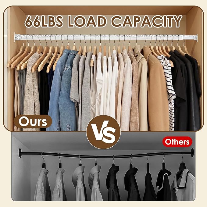 Closet Rod 17-40 Inches，1.3 Inch Diameter Heavy-Duty Adjustable Closet Rods - Image 4