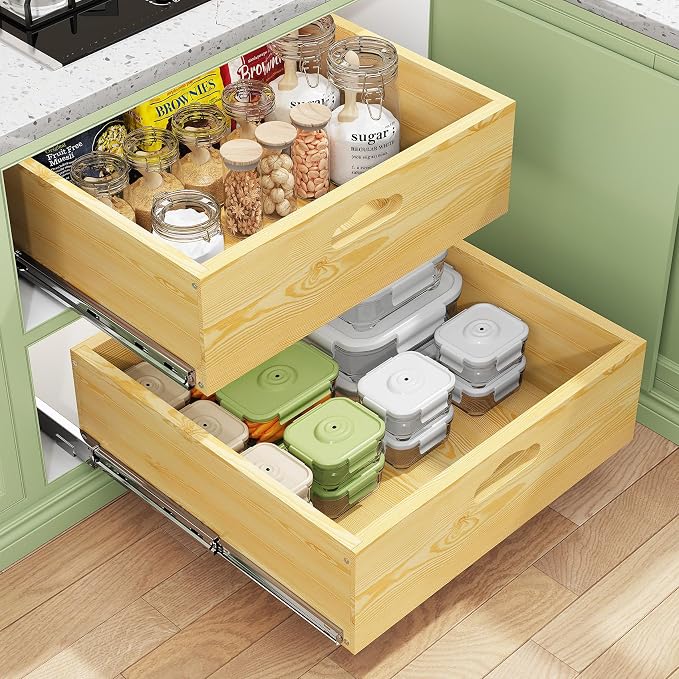 Pull Out Cabinet Organizer, Soft Close Slide Out Solid Wooden Drawers, Heavy by Kitstorack