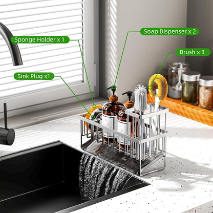 Cisily Extra Large Silver Kitchen Sink Caddy Organzier - Image 2