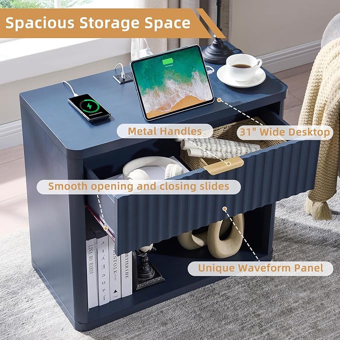 LEYAOYAO 31" Wide Fluted Nightstand - Image 7