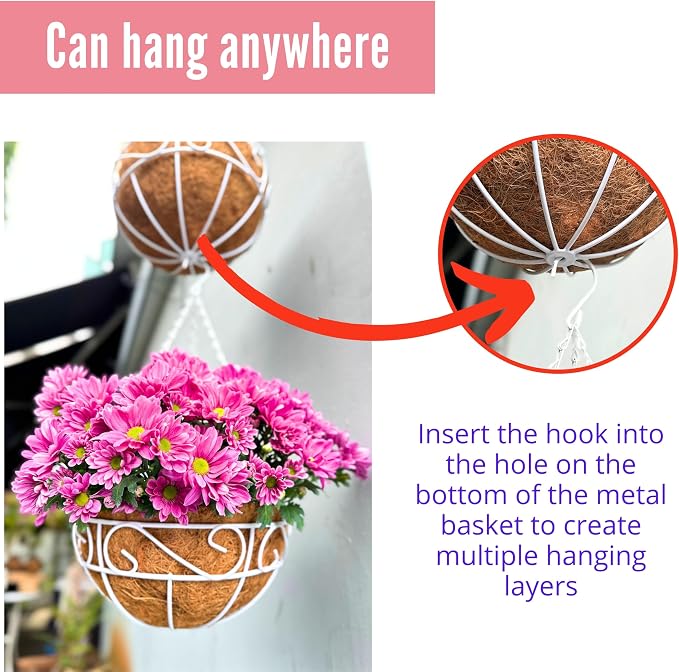 LaLaGreen Hanging Planter for Outdoor Plants White Hanging Baskets - Image 6