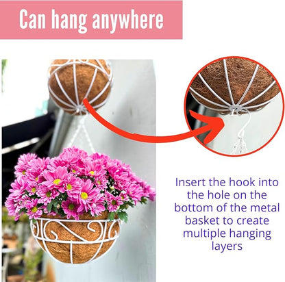 LaLaGreen Hanging Planter for Outdoor Plants White Hanging Baskets - Image 6