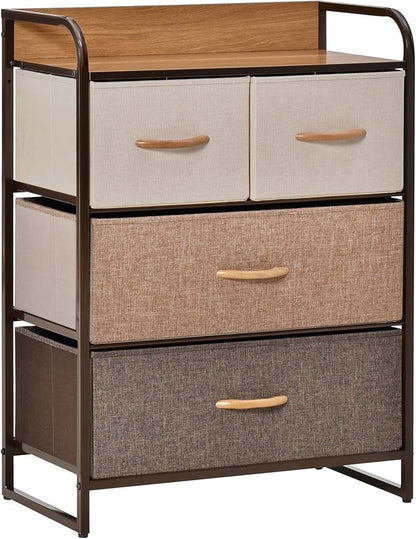 HOMCOM 4-Drawer Dresser, Fabric Chest of Drawers, 3-Tier Storage Tower by HOMCOM