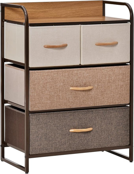 HOMCOM 4-Drawer Dresser, Fabric Chest of Drawers, 3-Tier Storage Tower by HOMCOM