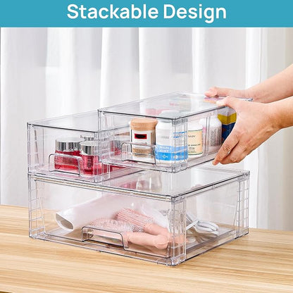 Vtopmart Clear Stackable Storage Drawers Set of 6, Easily Assemble Acrylic - Image 4