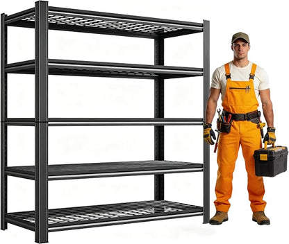 72" H X 36" W X 16" D Heavy Duty Garage Shelving Unit 5 Tier 3500 LBS Storage by Ergonova