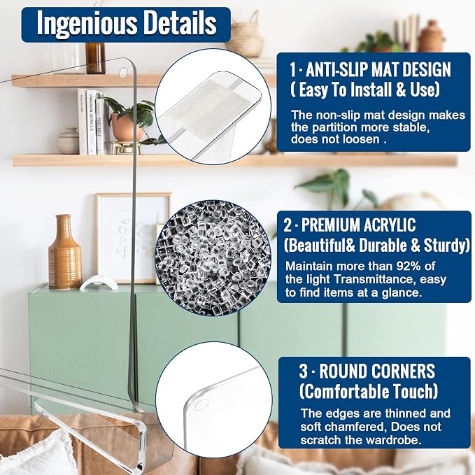 2 Pack Clear Acrylic Shelf Dividers - Image 3