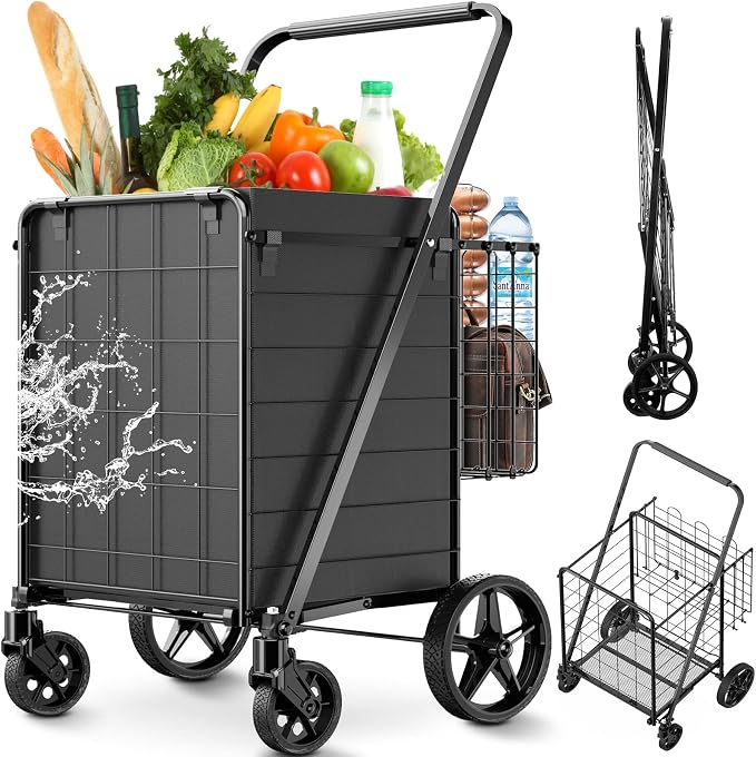 Upgraded Shopping Cart for Groceries, 330LBS Jumbo Grocery Cart | Waterproof by RXUJYC