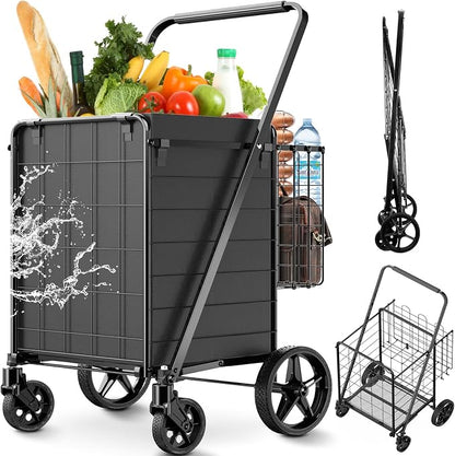 Upgraded Shopping Cart for Groceries, 330LBS Jumbo Grocery Cart | Waterproof by RXUJYC