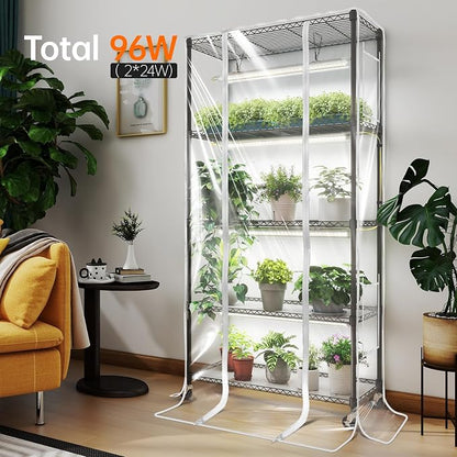 Bstrip Indoor Greenhouse with Grow Light, Mini Green House with 4 Pack T8 Full - Image 2