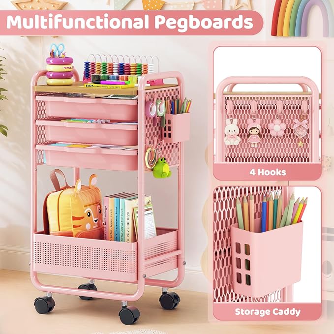Metal Rolling Storage Cart - Image 4