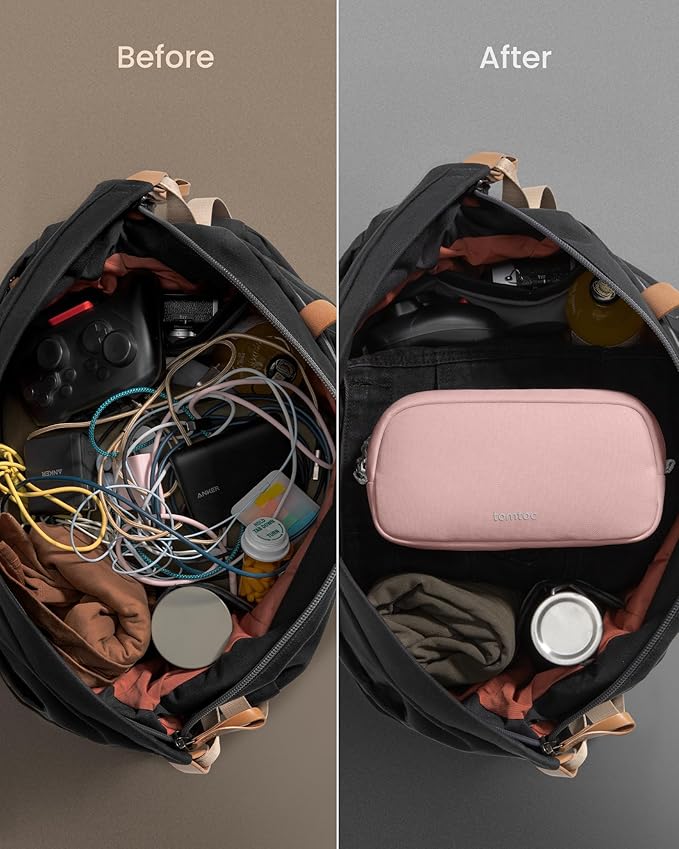 tomtoc Electronics Organizer Travel Case, Water Resistant Travel Bag Cable - Image 4