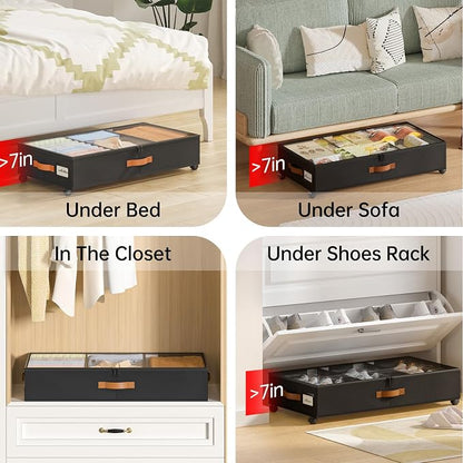 Yecaye Under Bed Storage with Wheels, 2 Pack Under Bed Storage Containers with - Image 7