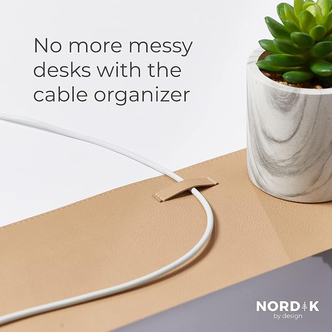 Nordik Leather Desk Mat Cable Organiser Premium Extended Mouse Mat - Image 3