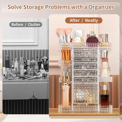 360 Rotating Makeup Organizer for Vanity, Large Skin Care Organizer - Image 2