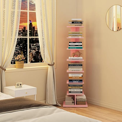 TUTOTAK Book Shelf, Narrow Spine Bookshelf, 8-Tier Bookcase - Image 8