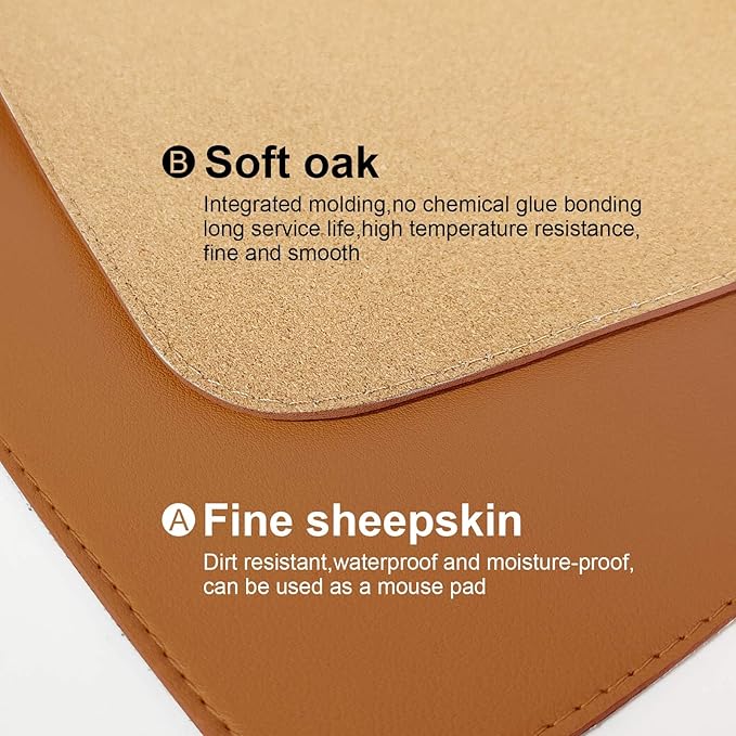 DAWNTREES Dual Sided Desk Mat, Leather Desk Pad, Cork Desk Mat Protector - Image 4