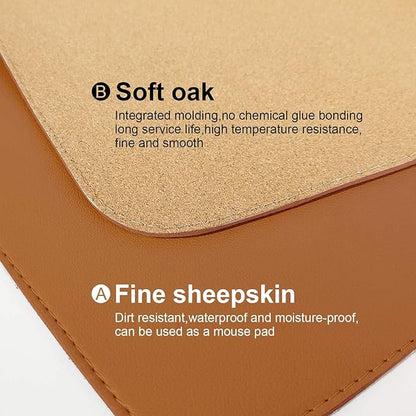 DAWNTREES Dual Sided Desk Mat, Leather Desk Pad, Cork Desk Mat Protector - Image 4