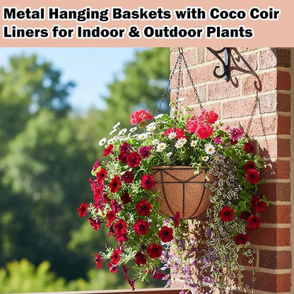 4 Pack 14 inch Wire Hanging Planter Basket - Image 2