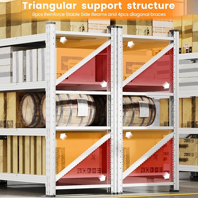 60" W Metal Shelving Heavy Duty, 4 Tier Tall Steel Industrial Shelving - Image 9