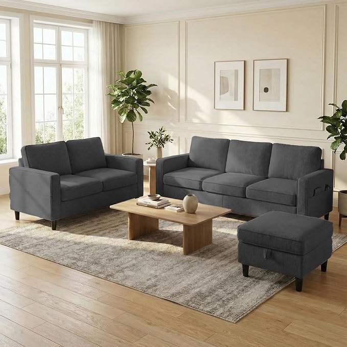 BALUS 78" Living Room Sofa Set, 3 Seater Sofa by BALUSFuritureHomeLife