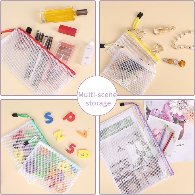 EOOUT 42pcs Mesh Zipper Pouch, 8 Sizes Waterproof Zipper Bags, 17 Colors - Image 4
