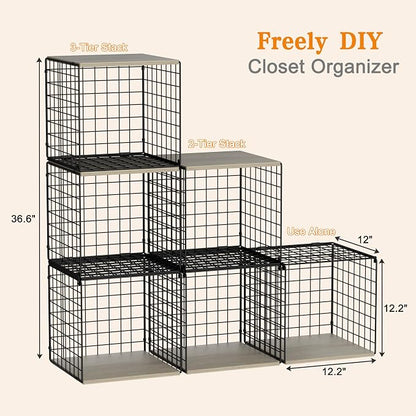 Hencawima 6 Pack Stackable Closet Organizers and Storage Basket, Closet Shelves - Image 3