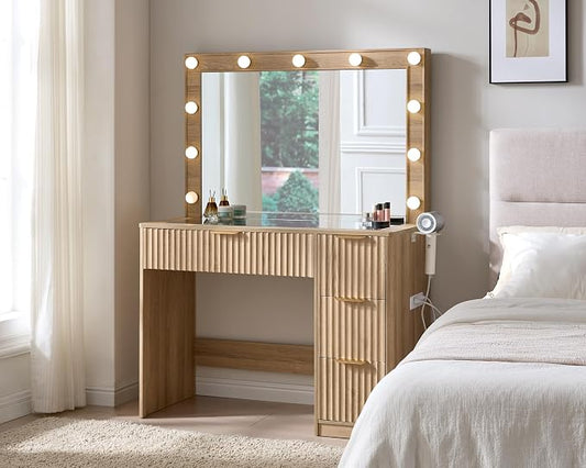AMERLIFE 36.2" Fluted Vanity Desk by AMERLIFE