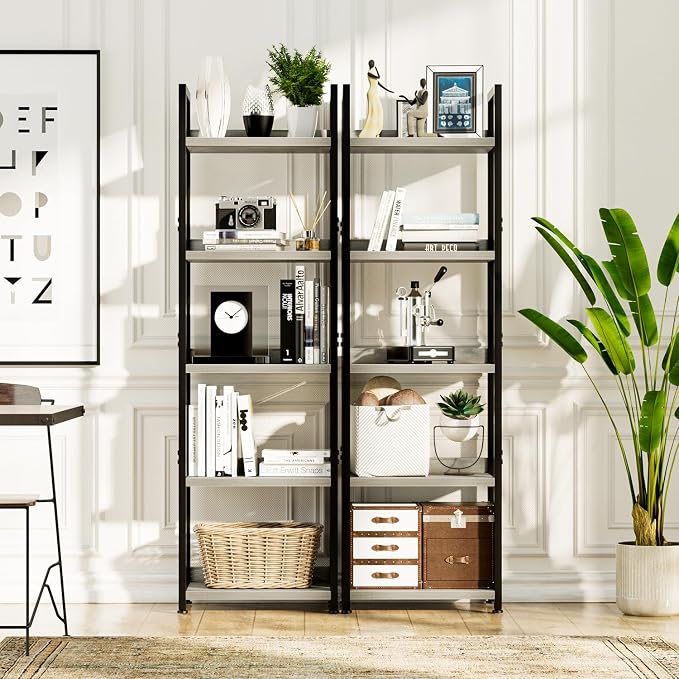 NUMENN Narrow Bookshelf, 5 Tier Freestanding Shelving Unit, Falling Prevention - Image 2