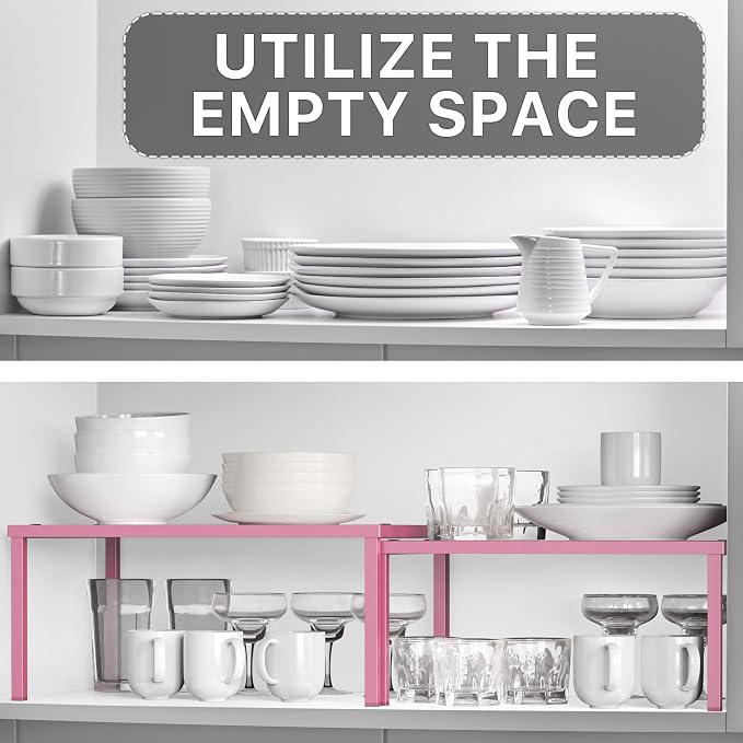 Simple Houseware Expandable Stackable Kitchen Counter Shelf Organizer, Metal Top - Image 5