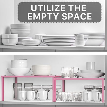 Simple Houseware Expandable Stackable Kitchen Counter Shelf Organizer, Metal Top - Image 5