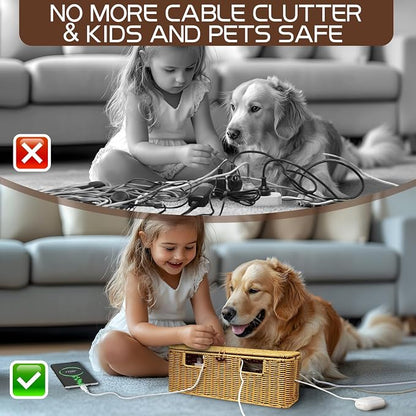 Longer Cable Management Box, 16In Handwoven Cord Management Box - Image 5