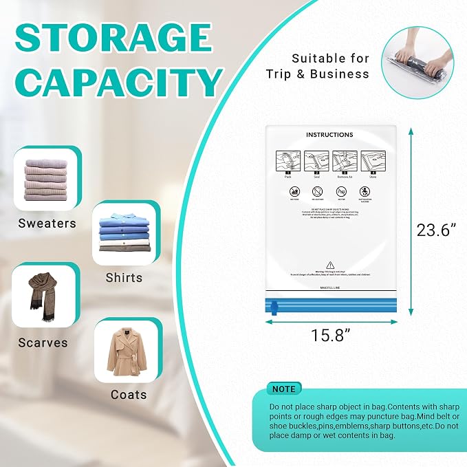 10 Pack Space Saver Vacuum Storage Bags Travel Vacuum Bags - Image 5