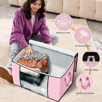Fab totes 24 Gallons Clothes Storage, Foldable Thick Fabric Blanket Storage Bags - Image 4