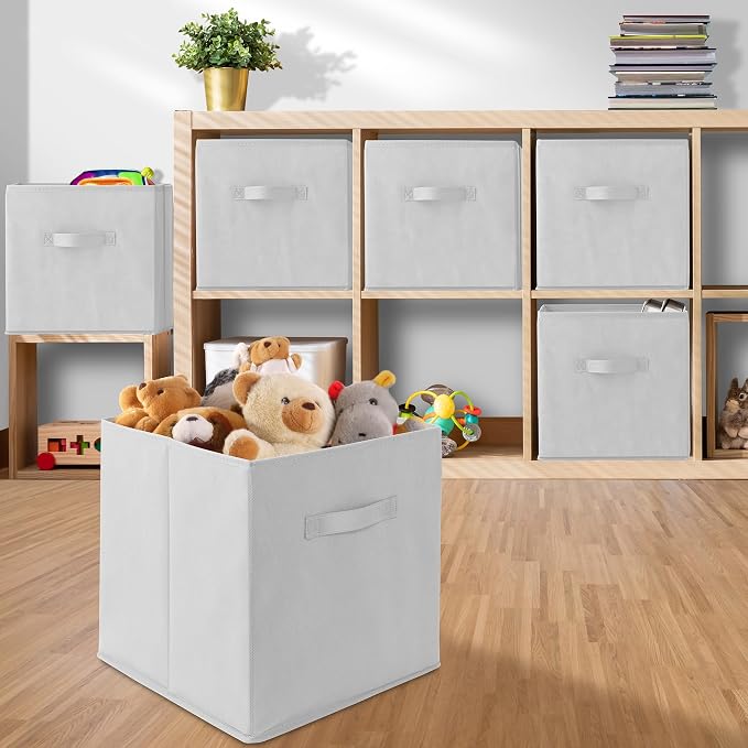 Casafield Set of 6 Collapsible Fabric Cube Storage Bins, Cubby Organizers & More - Image 5