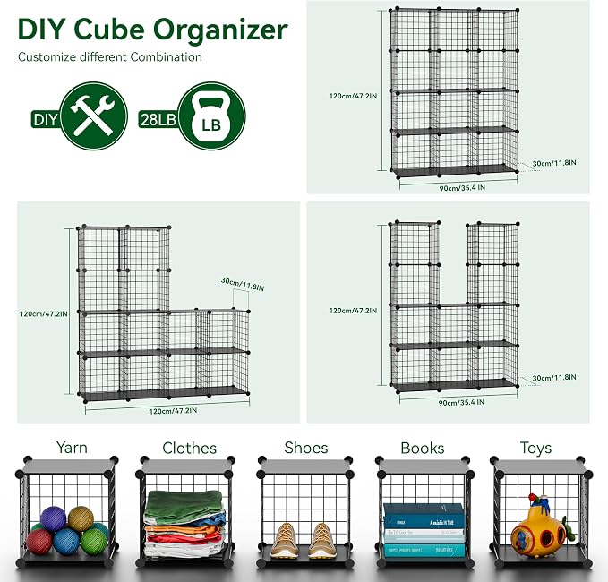 TUMUCUTE Wire Cube Storage Organizer, 12-Cube Metal Storage Shelves Bookshelf - Image 3