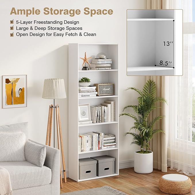 Tangkula 5-Tier Bookcase, 67” Tall Freestanding Bookshelf - Image 5