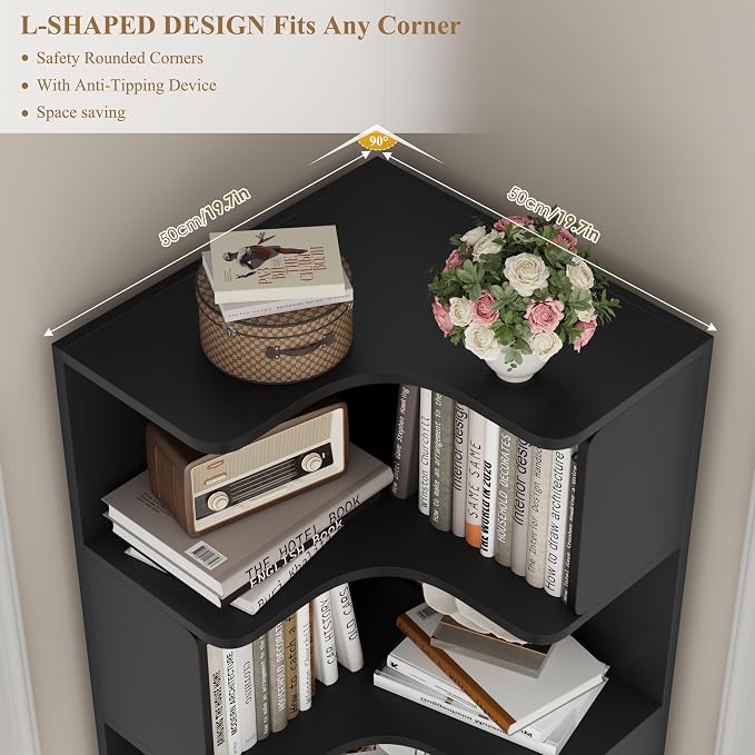 FACBOTALL 76.8” Corner Bookshelf - Image 6