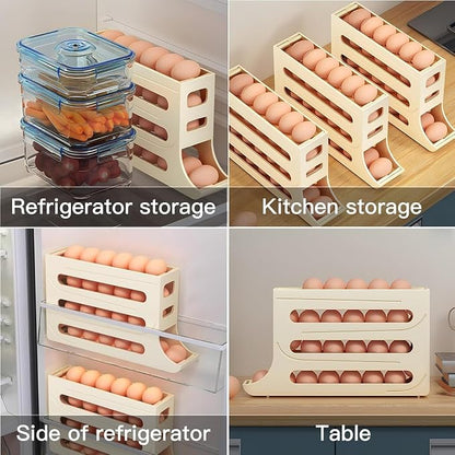 24 Eggs Egg Holder for Fridge, 4 Tiers Egg Container, Auto Rolling Egg - Image 4