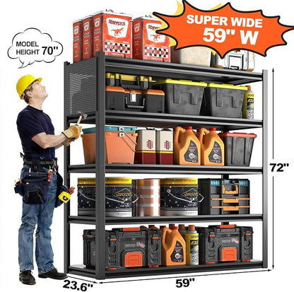 Metal Garage Shelving Unit, Heavy Duty Adjustable Industrial Storage Shelves - Image 3